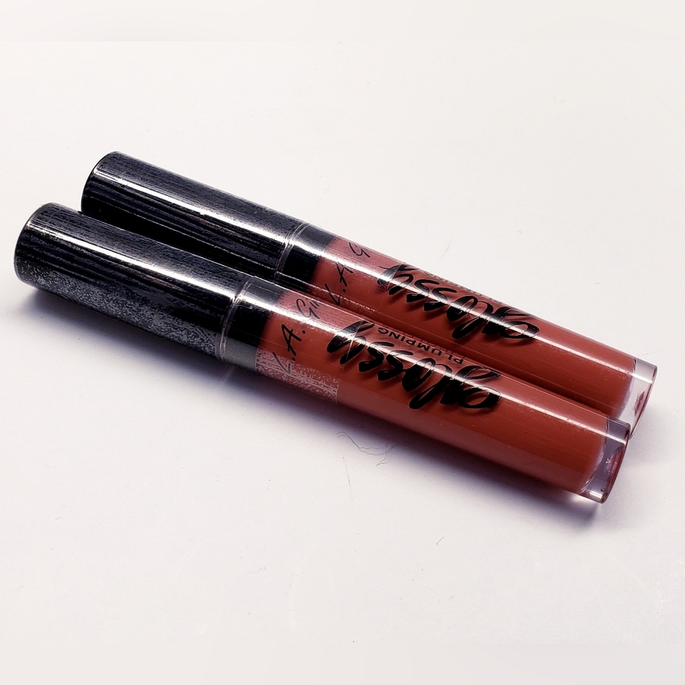 L.A. Girl Glossy Plumping Lipgloss, GLG928 JUICY, 0.17 fl oz (Twin pack)